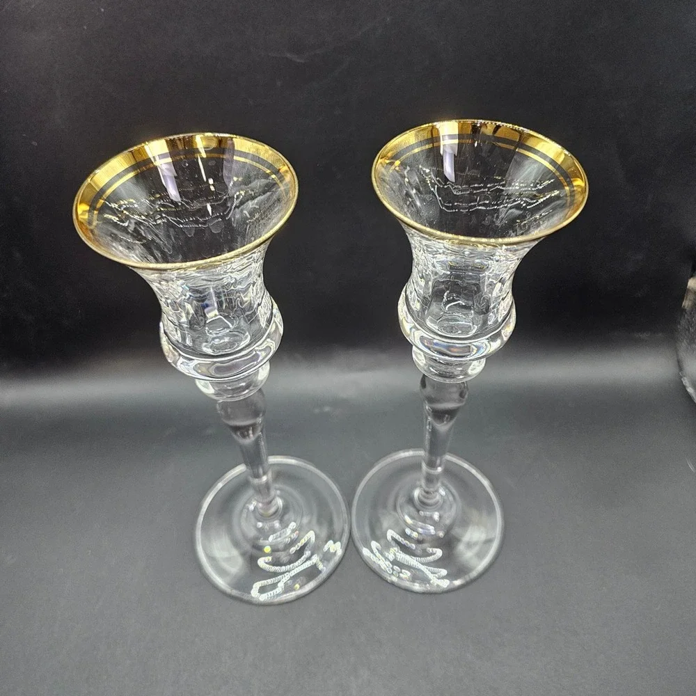 Vintage Gold Rim Cordial Glasses Set 2‎ Clear Stemware Liqueur Barware